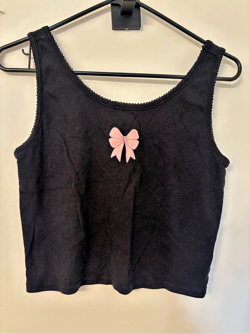 Obsessive Love Black & Pink Bow Tank Top Size XL